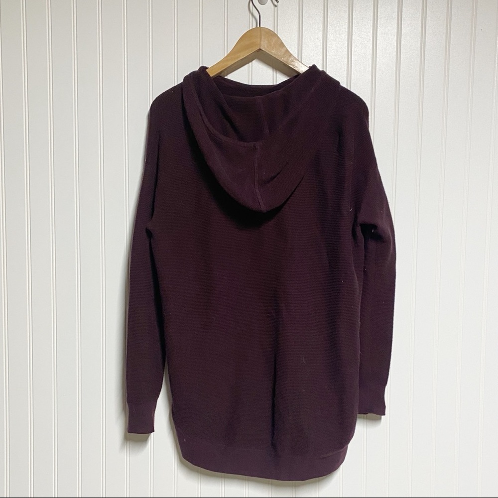 Athleta Silk Daybreak Hooded CYA Sweater Sweatshirt M Burgundy - Picture 4 of 8